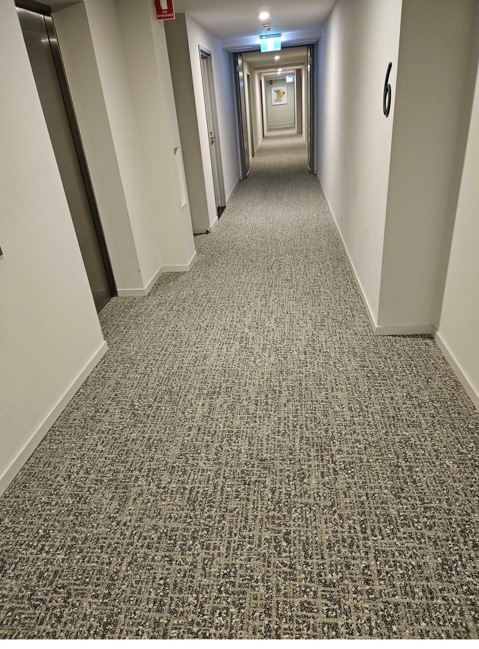 Commercial corridor carpet after cleaning