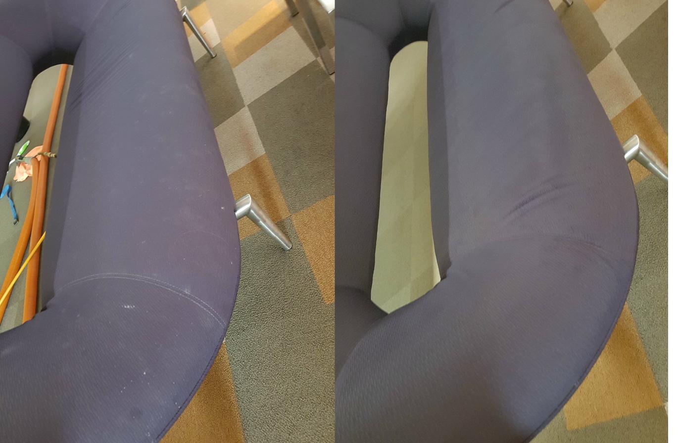 Commercial lounge chair before and after cleaning