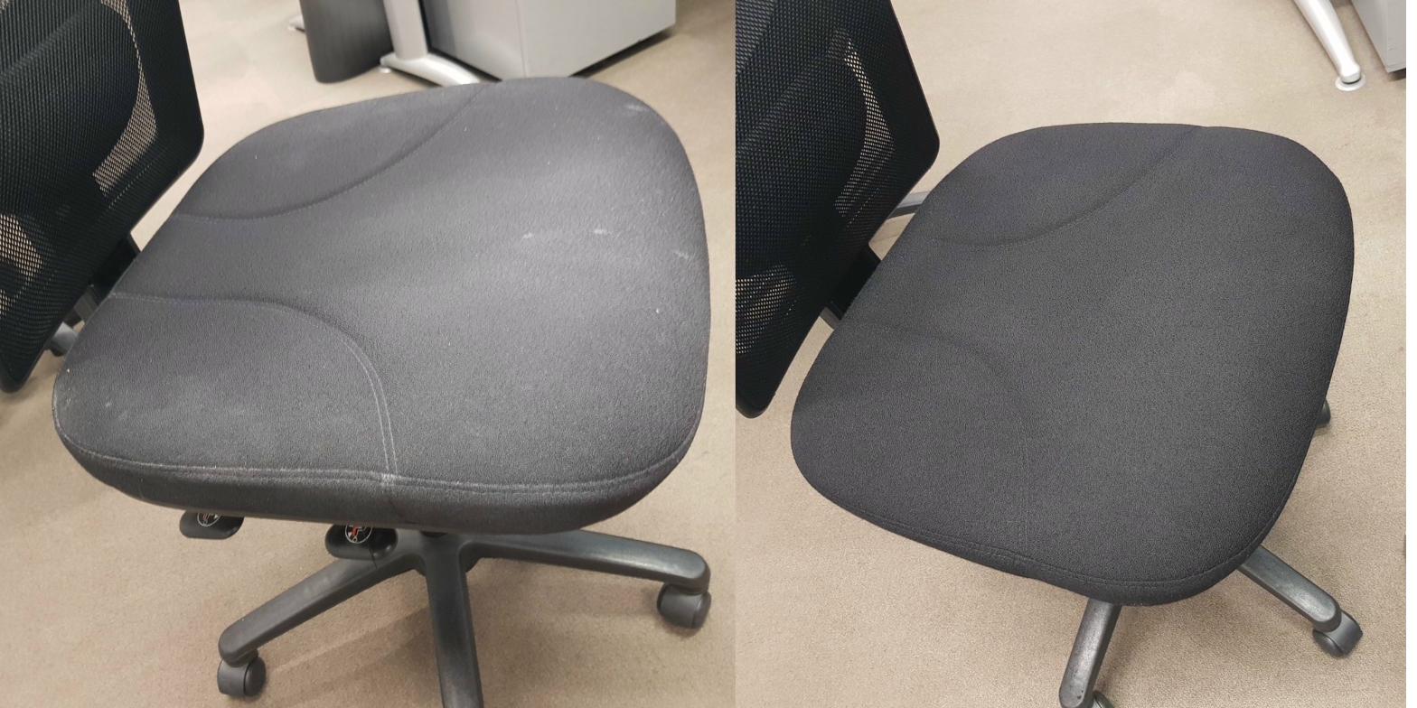 Office task chairs before and after cleaning