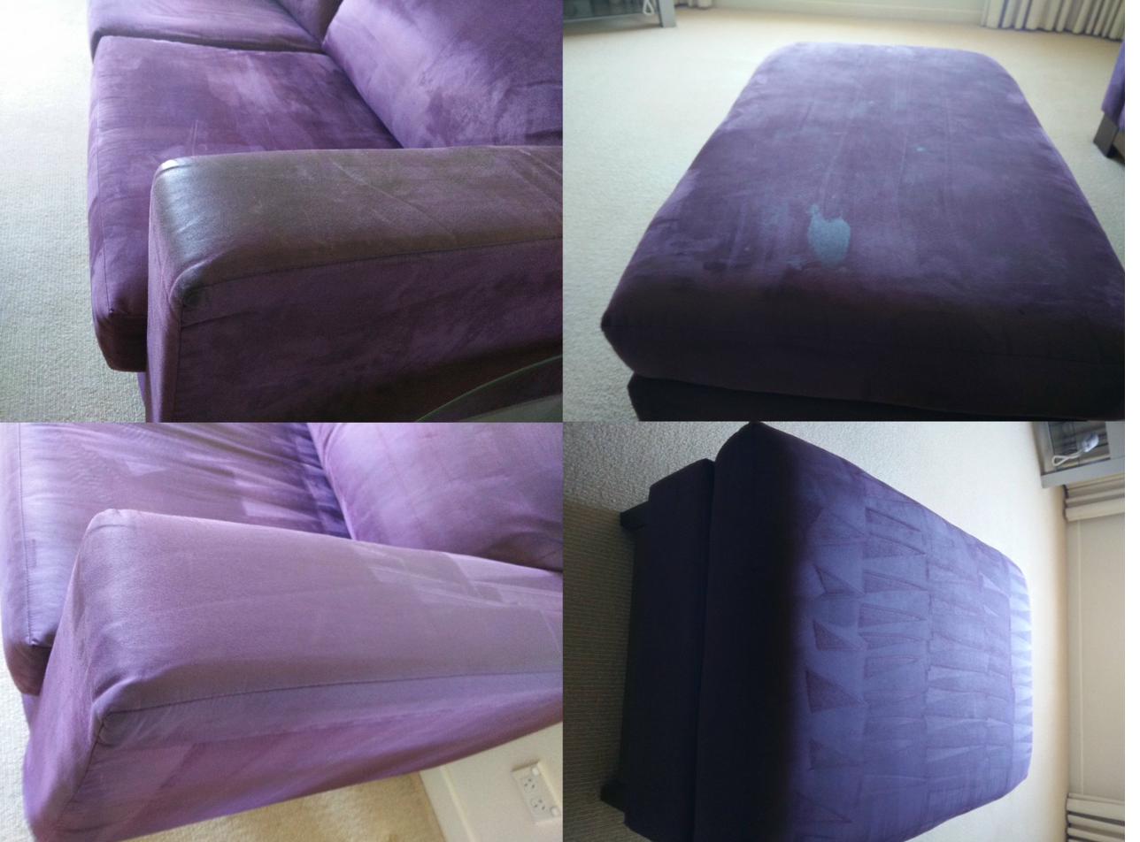 Residential sofa upholstery before and after cleaning